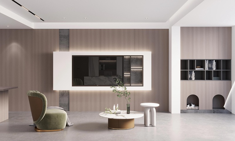 全屋定制整體背景墻柜電視機柜一體柜